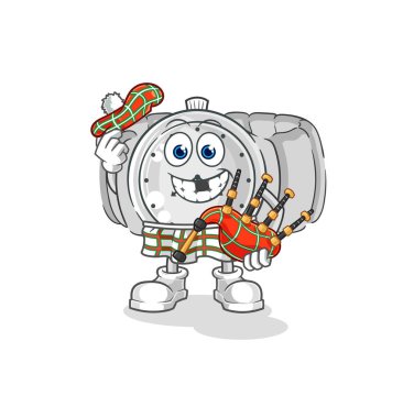 the wristwatch scottish with bagpipes vector. cartoon characte