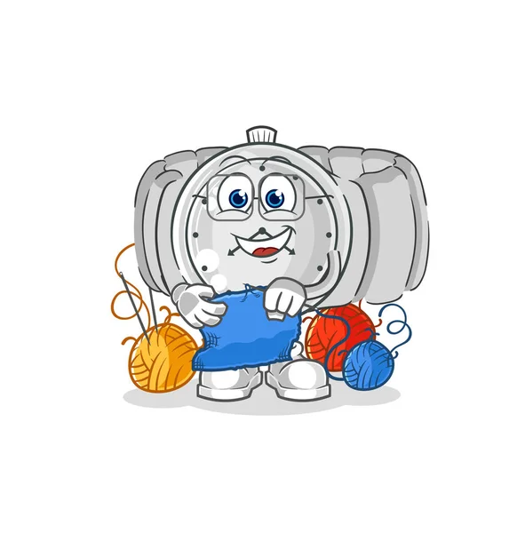 Wristwatch Tailor Mascot Cartoon Vecto — Stock Vector