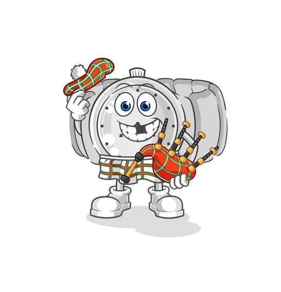 Ρολόι Χειρός Scottish Γκάιντες Διάνυσμα Cartoon Characte — Διανυσματικό Αρχείο