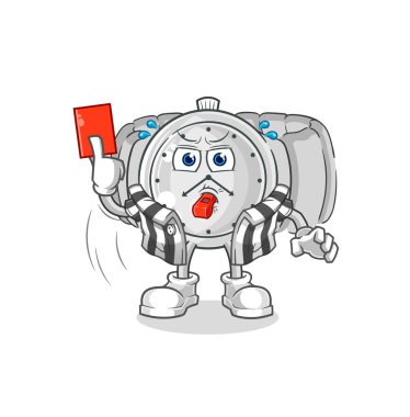 the wristwatch referee with red card illustration. character vecto