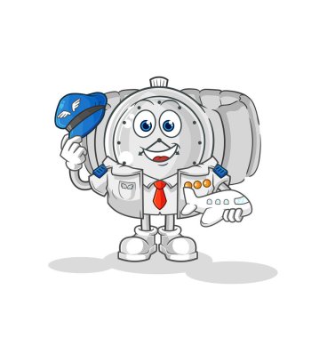 the wristwatch pilot mascot. cartoon vecto