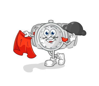 the wristwatch matador with red cloth illustration. character vecto