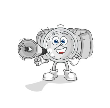 the wristwatch holding hand loudspeakers vector. cartoon characte