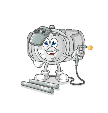 the wristwatch welder mascot. cartoon vecto