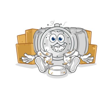 the wristwatch homeless character. cartoon mascot vecto