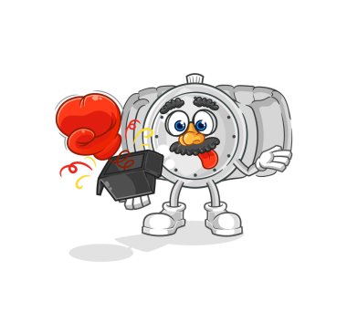 the wristwatch prank glove in the box. cartoon masco