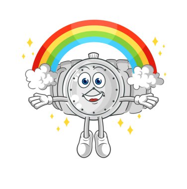 the wristwatch with a rainbow. cartoon vecto
