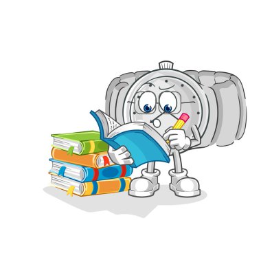 the wristwatch studying mascot. cartoon vecto