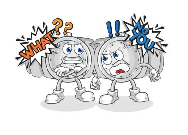 the wristwatch arguing each other cartoon vecto