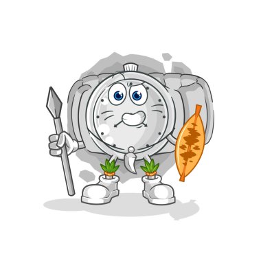 the wristwatch african tribal fighter mascot. cartoon vecto