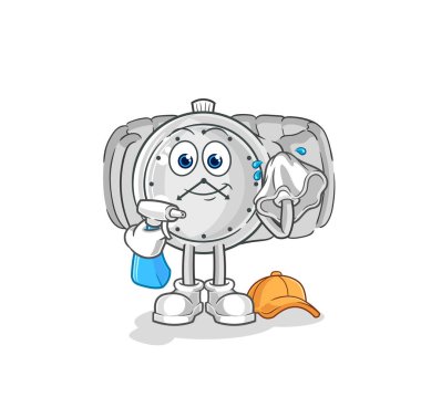 the wristwatch cleaner vector. cartoon characte