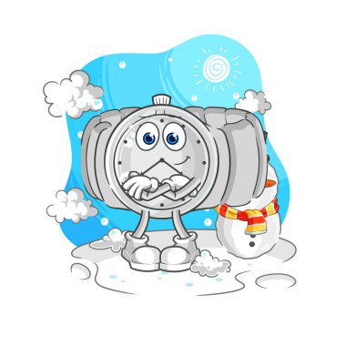 the wristwatch in cold winter character. cartoon mascot vecto