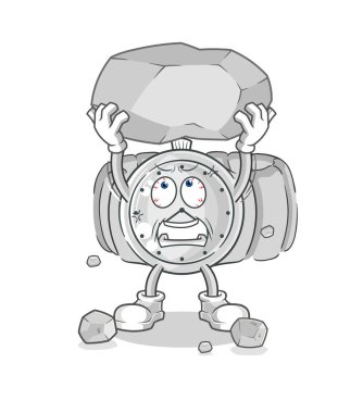 the wristwatch lifting rock cartoon character vecto