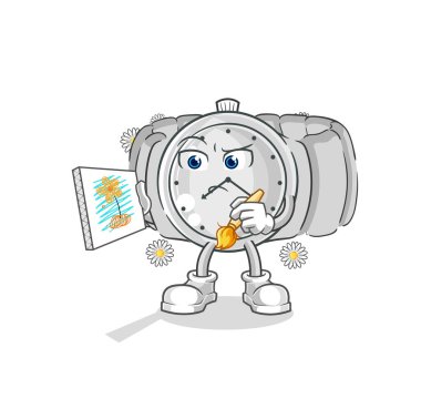 the wristwatch traditional painter cartoon character vecto
