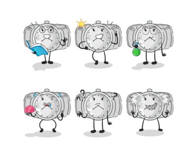 the wristwatch thinking group character. cartoon mascot vecto