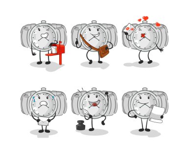 the wristwatch postman set character. cartoon mascot vecto