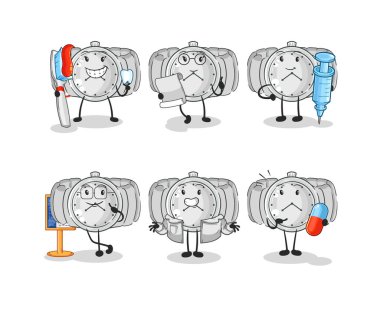 the wristwatch doctor group character. cartoon mascot vecto