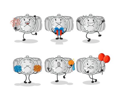 the wristwatch celebration set character. cartoon mascot vecto