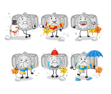 the wristwatch in cold weather character mascot vecto