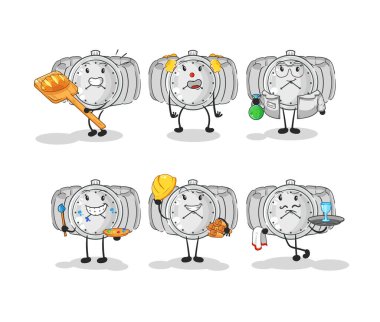 the wristwatch profession set character. cartoon mascot vecto