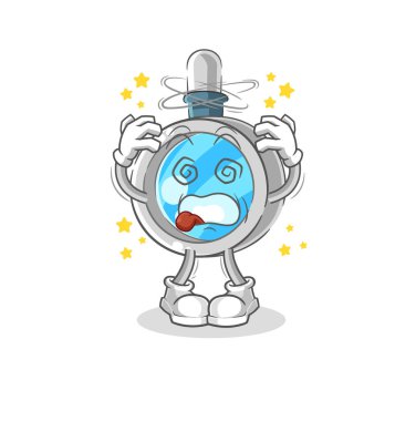 the magnifying glass dizzy head mascot. cartoon vecto