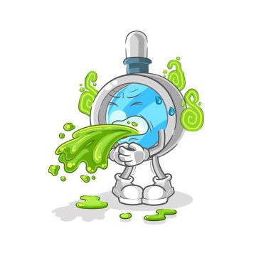 the magnifying glass throw up cartoon. cartoon mascot vecto