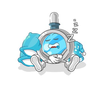 the magnifying glass sleeping character. cartoon mascot vecto