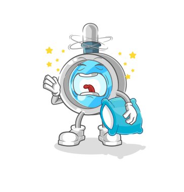 the magnifying glass yawn character. cartoon mascot vecto