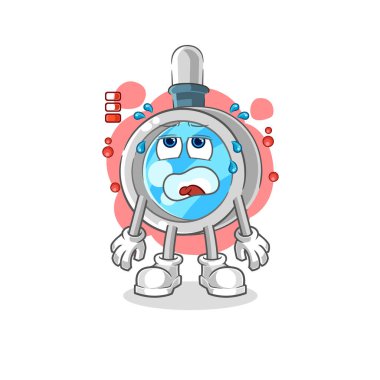 the magnifying glass low battery mascot. cartoon vecto