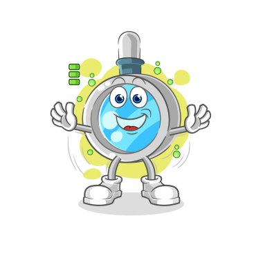 the magnifying glass full battery character. cartoon mascot vecto
