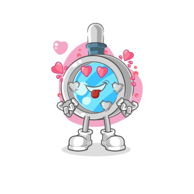 the magnifying glass fallin love vector. cartoon characte