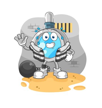 the magnifying glass criminal in jail. cartoon characte