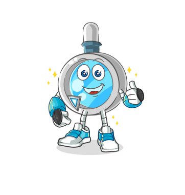 the magnifying glass robot character. cartoon mascot vecto