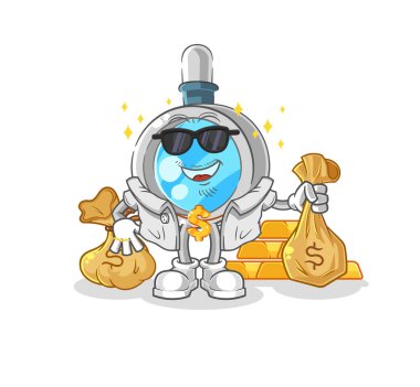 the magnifying glass rich character. cartoon mascot vecto
