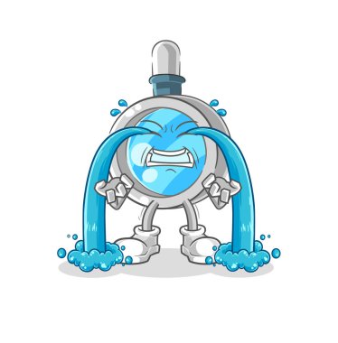 the magnifying glass crying illustration. character vecto