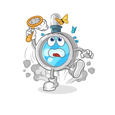 the magnifying glass catch butterfly illustration. character vecto