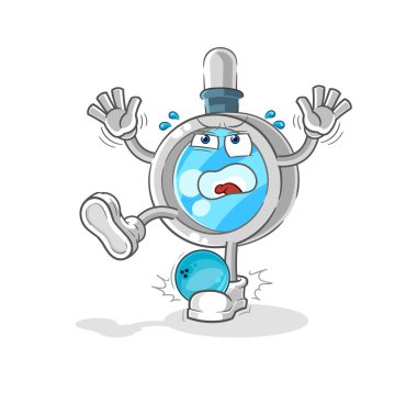 the magnifying glass hiten by bowling cartoon. cartoon mascot vecto