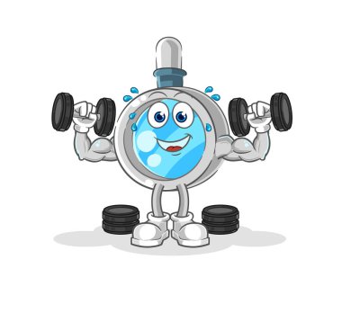 the magnifying glass weight training illustration. character vecto