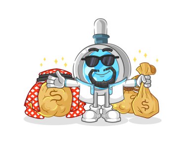 the magnifying glass rich arabian mascot. cartoon vecto