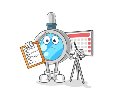 the magnifying glass schedule list vector. cartoon characte
