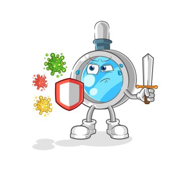 the magnifying glass against viruses cartoon. cartoon mascot vecto