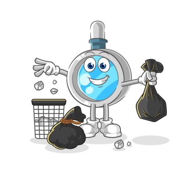 the magnifying glass Throw garbage mascot. cartoon vecto