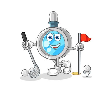 the magnifying glass playing golf vector. cartoon characte