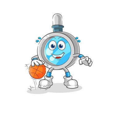 the magnifying glass dribble basketball character. cartoon mascot vecto