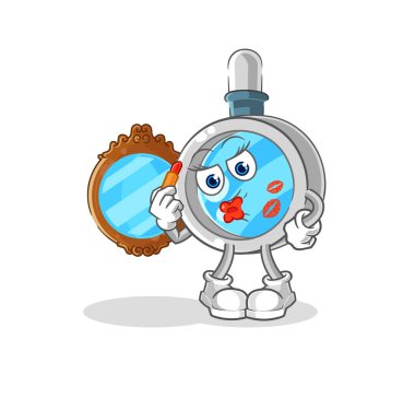 the magnifying glass make up mascot. cartoon vecto