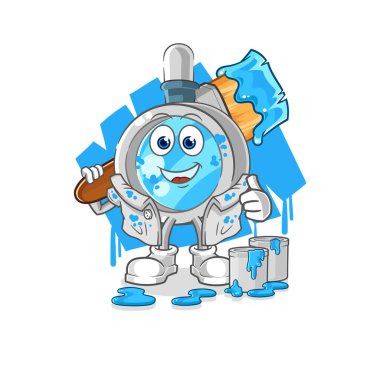 the magnifying glass painter illustration. character vecto