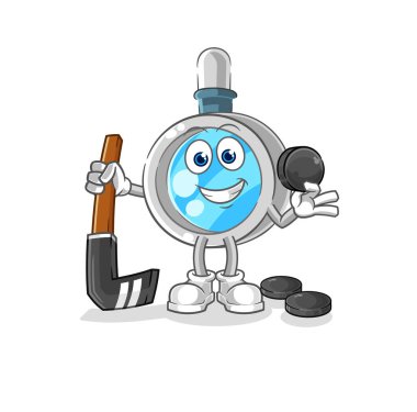the magnifying glass playing hockey vector. cartoon characte