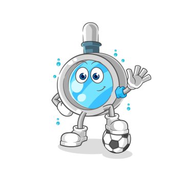 the magnifying glass playing soccer illustration. character vecto