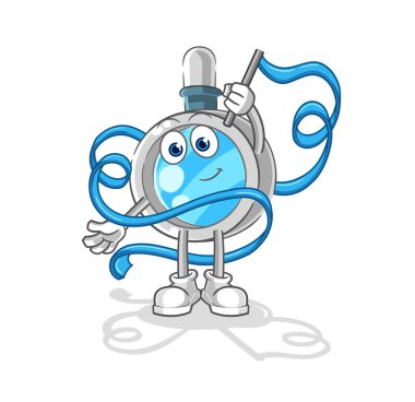 the magnifying glass Rhythmic Gymnastics mascot. cartoon vecto