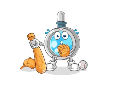 the magnifying glass baseball Catcher cartoon. cartoon mascot vecto